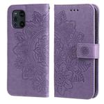For OPPO Find X3 Pro / Find X3 7-petal Flowers Embossing Pattern Horizontal Flip PU Leather Case with Holder & Card Slots & Wallet & Photo Frame(Light Purple)