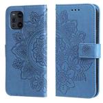 For OPPO Find X3 Pro / Find X3 7-petal Flowers Embossing Pattern Horizontal Flip PU Leather Case with Holder & Card Slots & Wallet & Photo Frame(Blue)