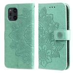 For OPPO Find X3 Pro / Find X3 7-petal Flowers Embossing Pattern Horizontal Flip PU Leather Case with Holder & Card Slots & Wallet & Photo Frame(Green)