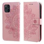 For OPPO Find X3 Pro / Find X3 7-petal Flowers Embossing Pattern Horizontal Flip PU Leather Case with Holder & Card Slots & Wallet & Photo Frame(Rose Gold)
