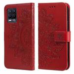 For OPPO Realme 8 / Realme 8 Pro 7-petal Flowers Embossing Pattern Horizontal Flip PU Leather Case with Holder & Card Slots & Wallet & Photo Frame(Red)