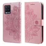 For OPPO Realme 8 / Realme 8 Pro 7-petal Flowers Embossing Pattern Horizontal Flip PU Leather Case with Holder & Card Slots & Wallet & Photo Frame(Rose Gold)