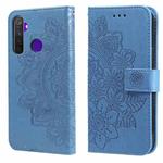 For OPPO Realme 5 / Realme 5s / Realme C3 7-petal Flowers Embossing Pattern Horizontal Flip PU Leather Case with Holder & Card Slots & Wallet & Photo Frame(Blue)