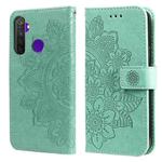 For OPPO Realme 5 / Realme 5s / Realme C3 7-petal Flowers Embossing Pattern Horizontal Flip PU Leather Case with Holder & Card Slots & Wallet & Photo Frame(Green)