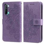 For OPPO Reno3 5G / Find X2 Lite / K7 7-petal Flowers Embossing Pattern Horizontal Flip PU Leather Case with Holder & Card Slots & Wallet & Photo Frame(Light Purple)