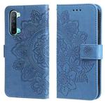 For OPPO Reno3 5G / Find X2 Lite / K7 7-petal Flowers Embossing Pattern Horizontal Flip PU Leather Case with Holder & Card Slots & Wallet & Photo Frame(Blue)