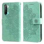 For OPPO Reno3 5G / Find X2 Lite / K7 7-petal Flowers Embossing Pattern Horizontal Flip PU Leather Case with Holder & Card Slots & Wallet & Photo Frame(Green)