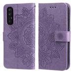 For OPPO Reno3 Pro 5G / Find X2 Neo 7-petal Flowers Embossing Pattern Horizontal Flip PU Leather Case with Holder & Card Slots & Wallet & Photo Frame(Light Purple)