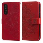 For OPPO Reno3 Pro 5G / Find X2 Neo 7-petal Flowers Embossing Pattern Horizontal Flip PU Leather Case with Holder & Card Slots & Wallet & Photo Frame(Red)
