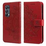 For OPPO Reno5 Pro+ / Find X3 Neo 7-petal Flowers Embossing Pattern Horizontal Flip PU Leather Case with Holder & Card Slots & Wallet & Photo Frame(Red)