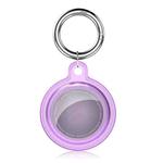 All-inclusive Clear Crystal Shockproof Protective Cover Case with Keychain Hook Loop For AirTag(Purple)