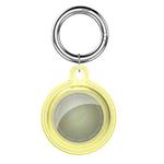 All-inclusive Clear Crystal Shockproof Protective Cover Case with Keychain Hook Loop For AirTag(Yellow)