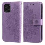 For iPhone 11 7-petal Flowers Embossing Pattern Horizontal Flip PU Leather Case with Holder & Card Slots & Wallet & Photo Frame (Purple)