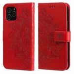 For iPhone 11 7-petal Flowers Embossing Pattern Horizontal Flip PU Leather Case with Holder & Card Slots & Wallet & Photo Frame (Red)