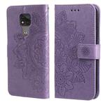 For Motorola Moto G Play 2021 7-petal Flowers Embossing Pattern Horizontal Flip PU Leather Case with Holder & Card Slots & Wallet & Photo Frame(Light Purple)