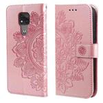 For Motorola Moto G Play 2021 7-petal Flowers Embossing Pattern Horizontal Flip PU Leather Case with Holder & Card Slots & Wallet & Photo Frame(Rose Gold)