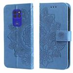 For Motorola Moto G9 Play / E7 Plus 7-petal Flowers Embossing Pattern Horizontal Flip PU Leather Case with Holder & Card Slots & Wallet & Photo Frame(Blue)