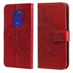 For Motorola Moto G9 Play / E7 Plus 7-petal Flowers Embossing Pattern Horizontal Flip PU Leather Case with Holder & Card Slots & Wallet & Photo Frame(Red)