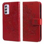 For Samsung Galaxy A82 5G 7-petal Flowers Embossing Pattern Horizontal Flip PU Leather Case with Holder & Card Slots & Wallet & Photo Frame(Red)