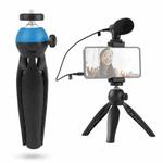 ADAI VK-01 Live Broadcast Video Shooting Mobile Phone Microphone Tripod Set for 3.5mm Audio Input Device(Blue)