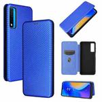 For TCL 20S Carbon Fiber Texture Horizontal Flip TPU + PC + PU Leather Case with Card Slot(Blue)