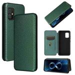 For Asus Zenfone 8 / ZS590KS (8 Mini) Carbon Fiber Texture Horizontal Flip TPU + PC + PU Leather Case with Card Slot(Green)