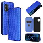 For Asus Zenfone 8 / ZS590KS (8 Mini) Carbon Fiber Texture Horizontal Flip TPU + PC + PU Leather Case with Card Slot(Blue)