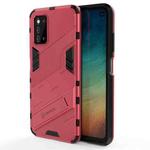 For Samsung Galaxy F52 5G Punk Armor 2 in 1 PC + TPU Shockproof Case with Invisible Holder(Light Red)