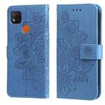 For Xiaomi Redmi 9C 7-petal Flowers Embossing Pattern Horizontal Flip PU Leather Case with Holder & Card Slots & Wallet & Photo Frame(Blue)
