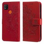 For Xiaomi Redmi 9C 7-petal Flowers Embossing Pattern Horizontal Flip PU Leather Case with Holder & Card Slots & Wallet & Photo Frame(Red)