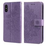 For Xiaomi Redmi 9A 7-petal Flowers Embossing Pattern Horizontal Flip PU Leather Case with Holder & Card Slots & Wallet & Photo Frame(Light Purple)