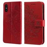 For Xiaomi Redmi 9A 7-petal Flowers Embossing Pattern Horizontal Flip PU Leather Case with Holder & Card Slots & Wallet & Photo Frame(Red)