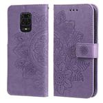 For Xiaomi Redmi Note 9s/Note 9 Pro 4G/Note 9 Pro Max 7-petal Flowers Embossing Pattern Horizontal Flip PU Leather Case with Holder & Card Slots & Wallet & Photo Frame(Light Purple)