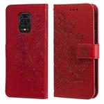 For Xiaomi Redmi Note 9s/Note 9 Pro 4G/Note 9 Pro Max 7-petal Flowers Embossing Pattern Horizontal Flip PU Leather Case with Holder & Card Slots & Wallet & Photo Frame(Red)