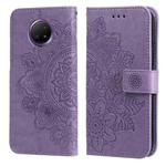 For Xiaomi Redmi Note 9T 5G / Note 9 5G (CN Version) 7-petal Flowers Embossing Pattern Horizontal Flip PU Leather Case with Holder & Card Slots & Wallet & Photo Frame(Light Purple)