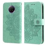 For Xiaomi Redmi Note 9T 5G / Note 9 5G (CN Version) 7-petal Flowers Embossing Pattern Horizontal Flip PU Leather Case with Holder & Card Slots & Wallet & Photo Frame(Green)