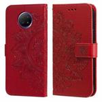 For Xiaomi Redmi Note 9T 5G / Note 9 5G (CN Version) 7-petal Flowers Embossing Pattern Horizontal Flip PU Leather Case with Holder & Card Slots & Wallet & Photo Frame(Red)