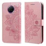 For Xiaomi Redmi Note 9T 5G / Note 9 5G (CN Version) 7-petal Flowers Embossing Pattern Horizontal Flip PU Leather Case with Holder & Card Slots & Wallet & Photo Frame(Rose Gold)