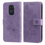 For Xiaomi Redmi Note 9 4G (Foreign Version) / Mi 10X 4G 7-petal Flowers Embossing Pattern Horizontal Flip PU Leather Case with Holder & Card Slots & Wallet & Photo Frame(Light Purple)