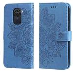 For Xiaomi Redmi Note 9 4G (Foreign Version) / Mi 10X 4G 7-petal Flowers Embossing Pattern Horizontal Flip PU Leather Case with Holder & Card Slots & Wallet & Photo Frame(Blue)