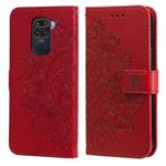 For Xiaomi Redmi Note 9 4G (Foreign Version) / Mi 10X 4G 7-petal Flowers Embossing Pattern Horizontal Flip PU Leather Case with Holder & Card Slots & Wallet & Photo Frame(Red)