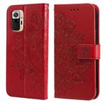 For Xiaomi Redmi Note 10 4G / Note 10s 7-petal Flowers Embossing Pattern Horizontal Flip PU Leather Case with Holder & Card Slots & Wallet & Photo Frame(Red)