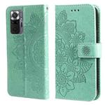 For Xiaomi Redmi Note 10 Pro / Note 10 Pro Max 7-petal Flowers Embossing Pattern Horizontal Flip PU Leather Case with Holder & Card Slots & Wallet & Photo Frame(Green)