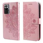 For Xiaomi Redmi Note 10 Pro / Note 10 Pro Max 7-petal Flowers Embossing Pattern Horizontal Flip PU Leather Case with Holder & Card Slots & Wallet & Photo Frame(Rose Gold)