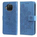 For Xiaomi Mi 10T Lite 7-petal Flowers Embossing Pattern Horizontal Flip PU Leather Case with Holder & Card Slots & Wallet & Photo Frame(Blue)