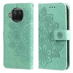 For Xiaomi Mi 10T Lite 7-petal Flowers Embossing Pattern Horizontal Flip PU Leather Case with Holder & Card Slots & Wallet & Photo Frame(Green)
