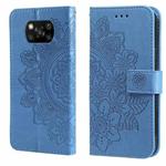 For Xiaomi Poco X3/X3 Pro/X3 NFC 7-petal Flowers Embossing Pattern Horizontal Flip PU Leather Case with Holder & Card Slots & Wallet & Photo Frame(Blue)