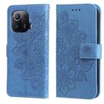For Xiaomi Mi 11 Pro 7-petal Flowers Embossing Pattern Horizontal Flip PU Leather Case with Holder & Card Slots & Wallet & Photo Frame(Blue)