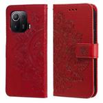 For Xiaomi Mi 11 Pro 7-petal Flowers Embossing Pattern Horizontal Flip PU Leather Case with Holder & Card Slots & Wallet & Photo Frame(Red)