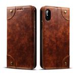 For iPhone X / XS Baroque Simple Horizontal Flip Leather Case, with Holder & Card Slots & Wallet(Light Brown)